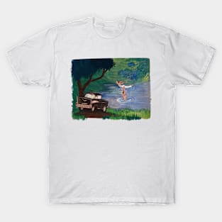 Iconic Dirty Dancing Lake Lift Scene Illustration T-Shirt